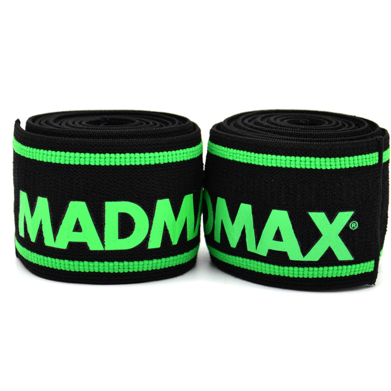 Бинти на коліна MadMax MFA-299 Non slide & slip knee wraps 2.0m Black/Green