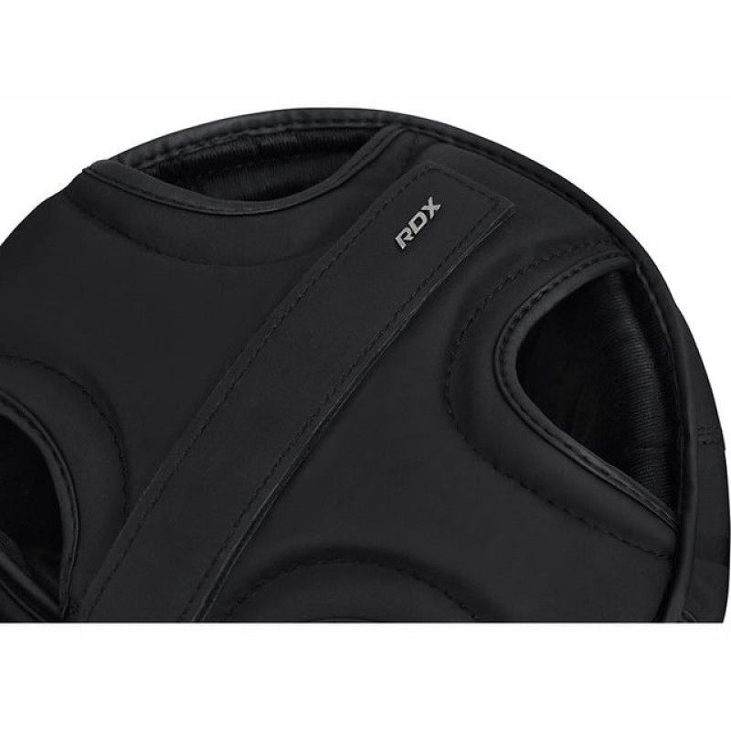 Боксерский шлем RDX T15 Noir Cheek Protector Matte Black XL (капа в комплекте)