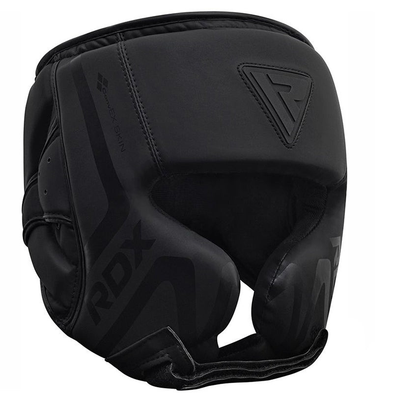 Боксерский шлем RDX T15 Noir Cheek Protector Matte Black XL (капа в комплекте)