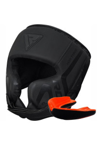 Боксерский шлем RDX T15 Noir Cheek Protector Matte Black XL (капа в комплекте)
