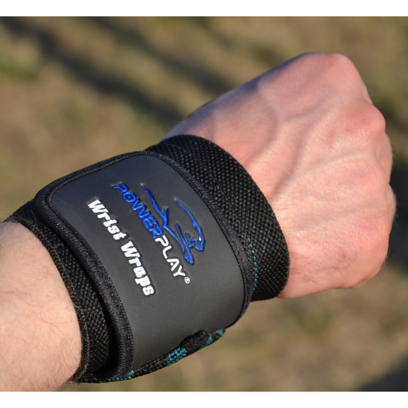 Кистьові бинти PowerPlay 3081 Gym WristT Wraps Чорно-Сині