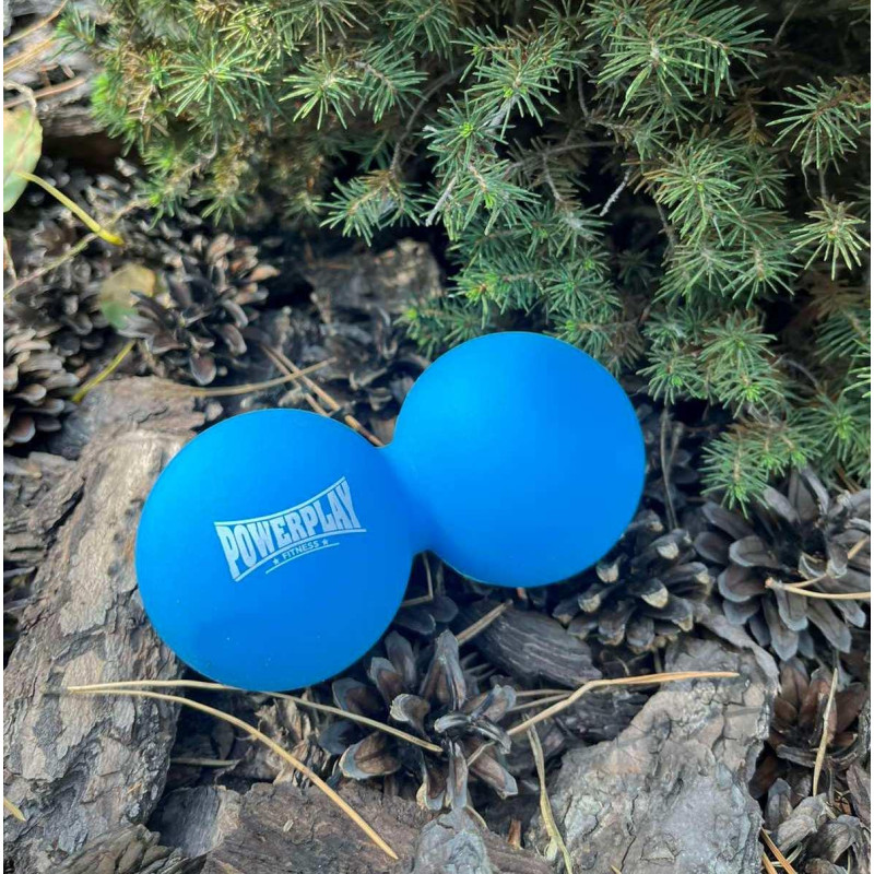 Массажный двойной силиконовый мяч PowerPlay PP-4355 Silicone Lacrosse Peanut Ball (6.312.6см.) Синий