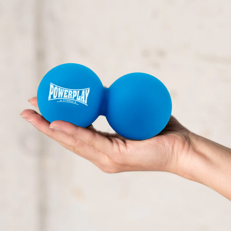 Массажный двойной силиконовый мяч PowerPlay PP-4355 Silicone Lacrosse Peanut Ball (6.312.6см.) Синий