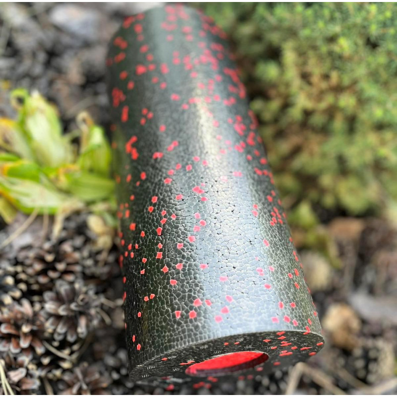 Масажний ролик (роллер) гладкий PowerPlay PP-4348 2 in 1 EPP Foam Roller Чорно/Червоний (33x14см.)