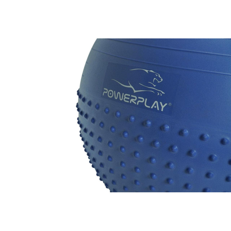 М*яч для фітнесу (фітбол) напівмасажний PowerPlay 4003 ?65 cm Gymball Синій + помпа