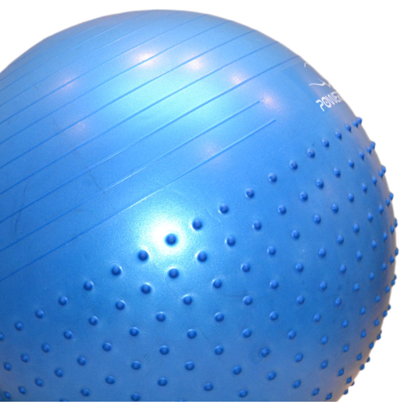М*яч для фітнесу (фітбол) напівмасажний PowerPlay 4003 ?65 cm Gymball Синій + помпа