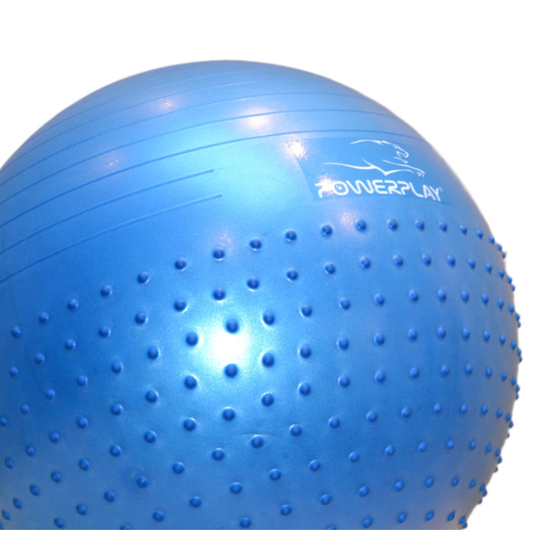 М*яч для фітнесу (фітбол) напівмасажний PowerPlay 4003 ?65 cm Gymball Синій + помпа