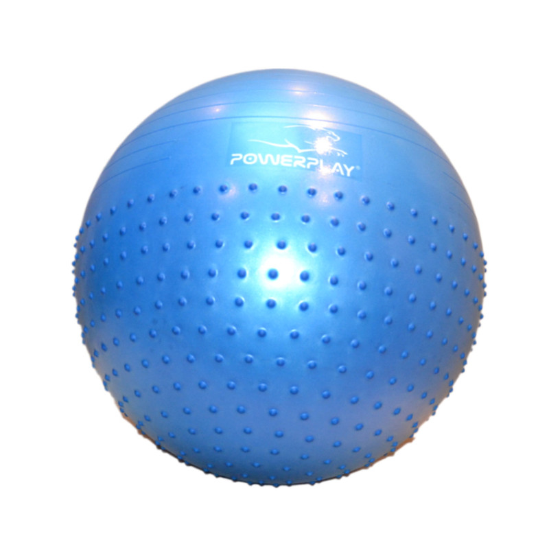М*яч для фітнесу (фітбол) напівмасажний PowerPlay 4003 ?65 cm Gymball Синій + помпа