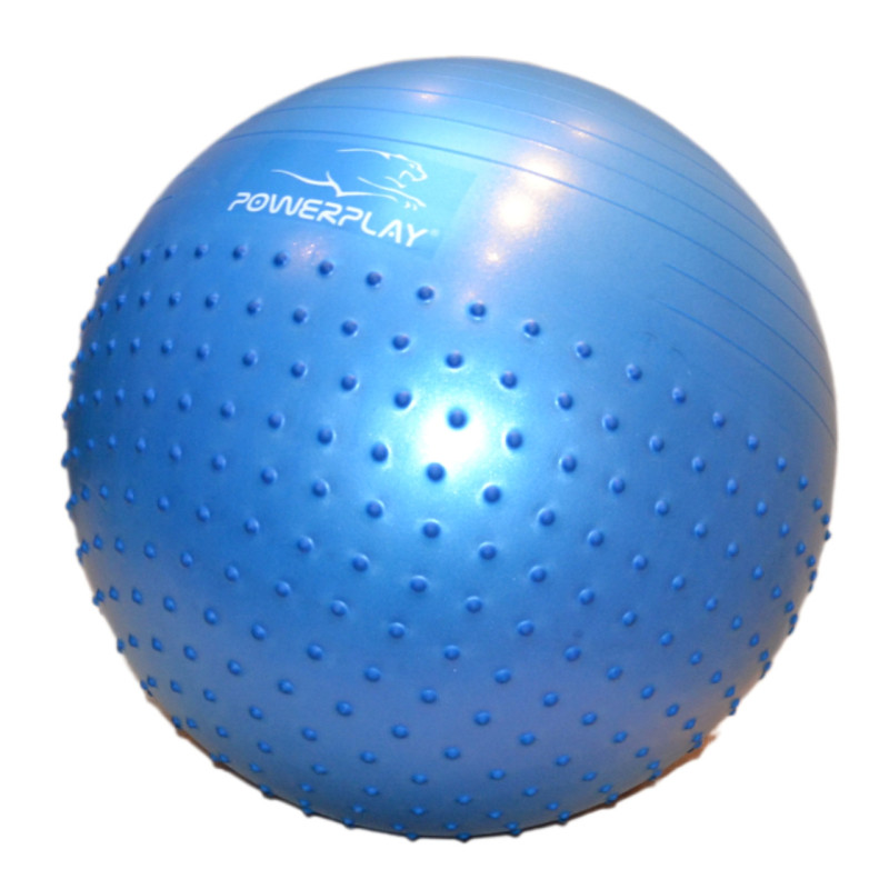 М*яч для фітнесу (фітбол) напівмасажний PowerPlay 4003 ?65 cm Gymball Синій + помпа