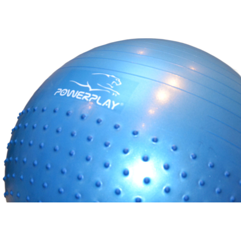 М*яч для фітнесу (фітбол) напівмасажний PowerPlay 4003 ?65 cm Gymball Синій + помпа