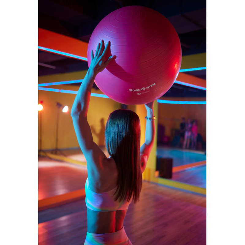 М*яч для фітнесу (фітбол) Power System PS-4011 ?55 cm PRO Gymball Pink