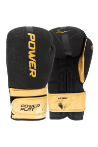 Боксерські рукавиці PowerPlay 3024 Ultra Mat Чорно-Золоті 14 унцій