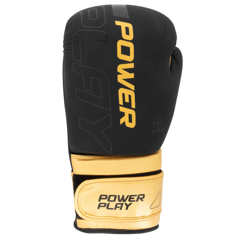 Перчатки для бокса PowerPlay 3024 Ultra Mat Черно-Золотые 14 унций