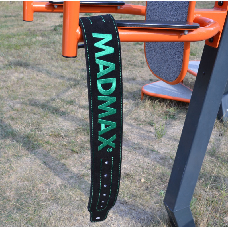 Пояс для важкої атлетики MadMax MFB-301 Suede Single Prong шкіряний Black/Green XL