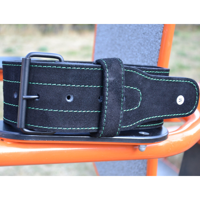 Пояс для важкої атлетики MadMax MFB-301 Suede Single Prong шкіряний Black/Green XL