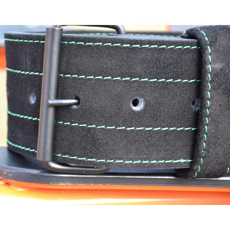Пояс для важкої атлетики MadMax MFB-301 Suede Single Prong шкіряний Black/Green XL
