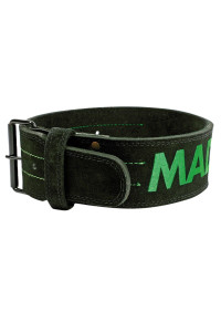 Пояс для тяжелой атлетики MadMax MFB-301 Suede Single Prong кожаный Black/Green XL