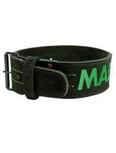 Пояс для важкої атлетики MadMax MFB-301 Suede Single Prong шкіряний Black/Green XL