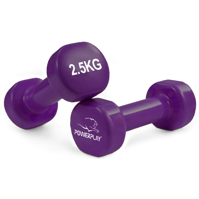 Гантели виниловые PowerPlay 4125 Achilles 22.5 кг. Фиолетовые (пара – 2шт.)