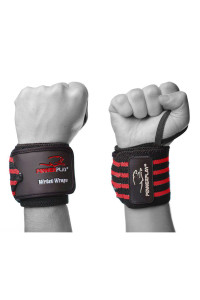 Кистьові бинти PowerPlay 3081 Gym WristT Wraps Чорно-Червоні