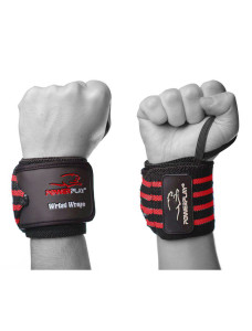 Кистьові бинти PowerPlay 3081 Gym WristT Wraps Чорно-Червоні
