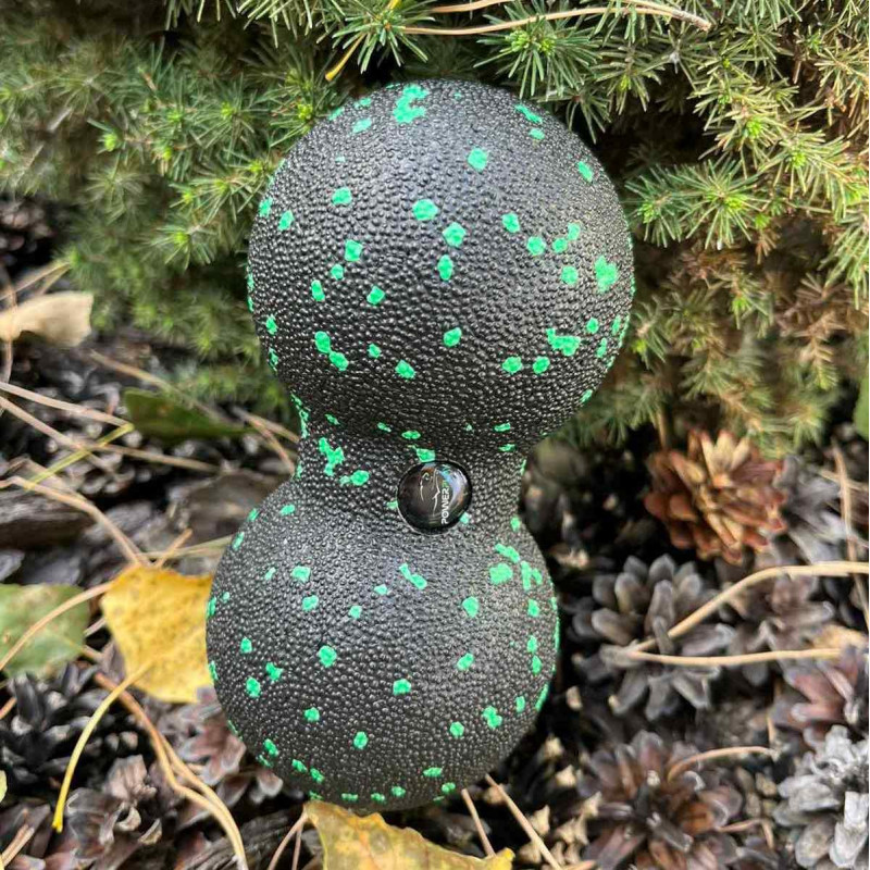 Масажний м*яч подвійний PowerPlay PP-4352 Epp foam peanut ball (d8*16cm.) Чорно/Зелений