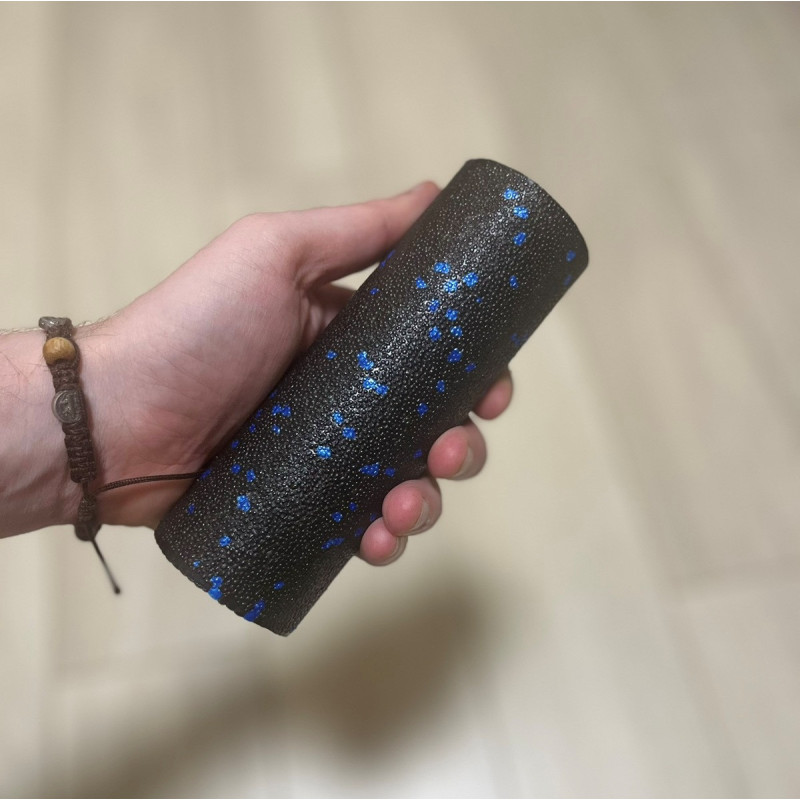 Масажний ролик (роллер) гладкий PowerPlay PP-4346 Mini EPP Foam Roller Чорно/Синій (15x5,3см.)