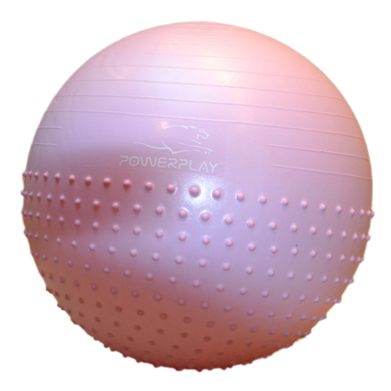 М*яч для фітнесу (фітбол) напівмасажний PowerPlay 4003 ?65 cm Gymball Ліловий + помпа