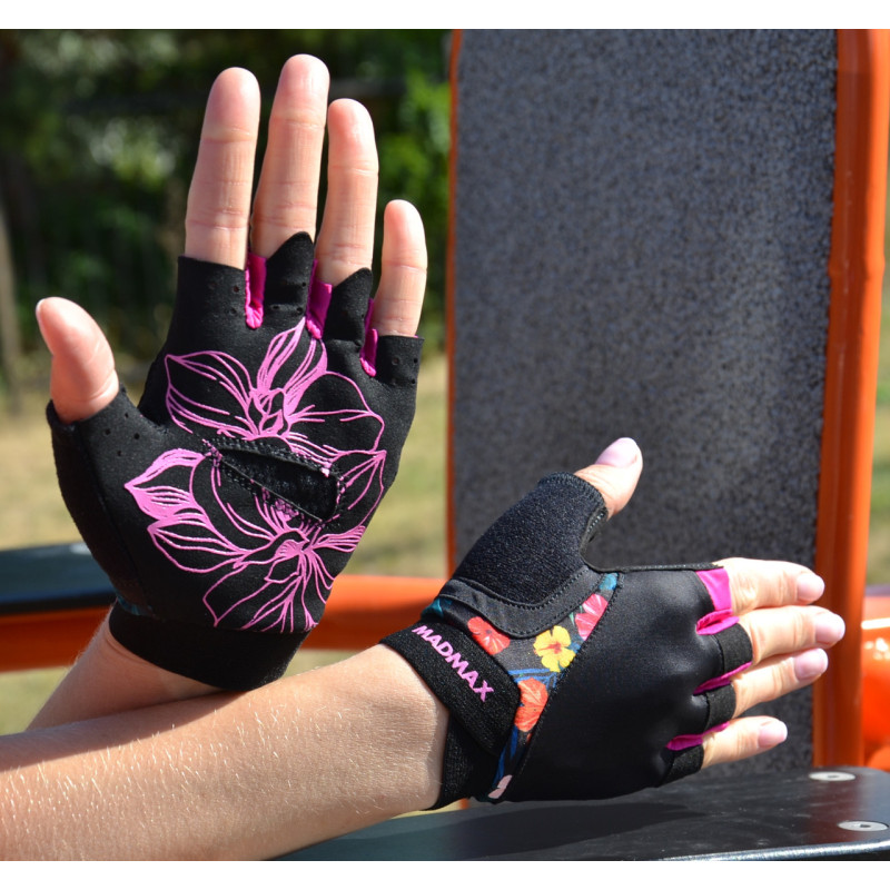 Рукавички для фітнесу MadMax MFG-770 Flower Power Gloves Black/Pink S