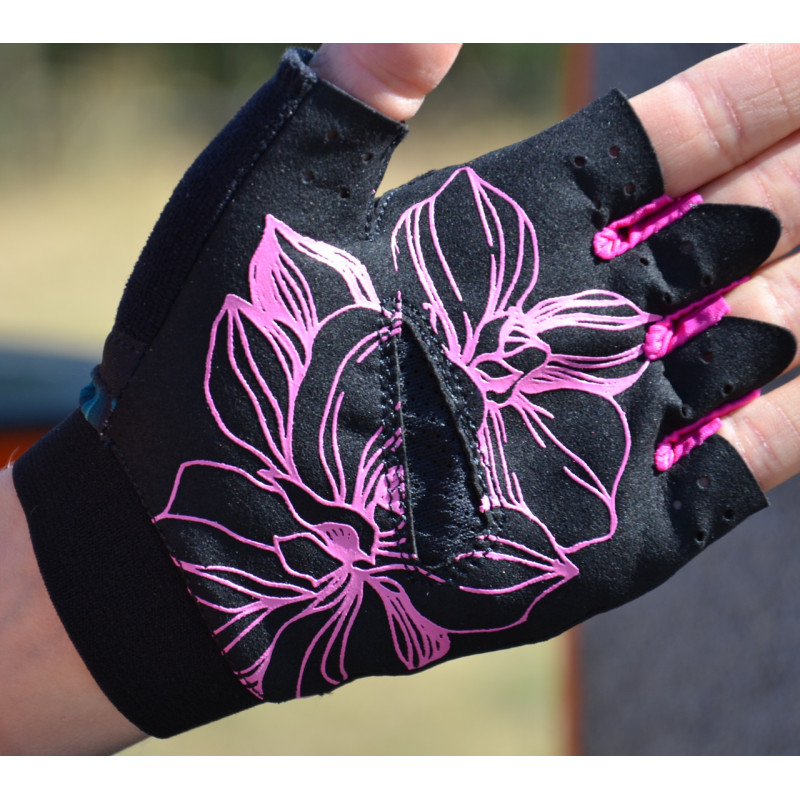 Рукавички для фітнесу MadMax MFG-770 Flower Power Gloves Black/Pink S