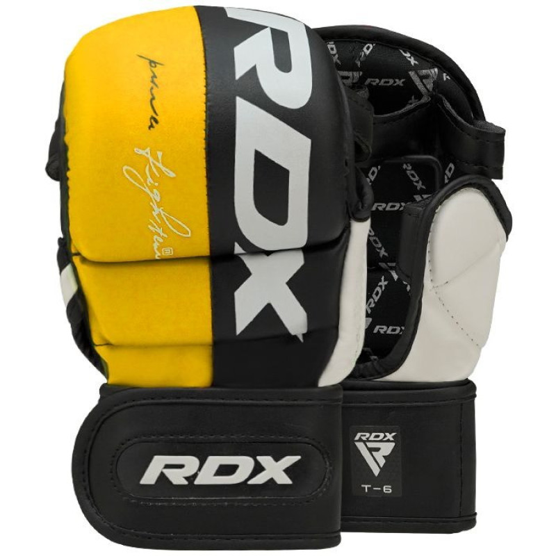 Рукавиці для ММА (Греплінгові рукавички) RDX T6 Plus Rex Yellow XL (капа в комплекті)
