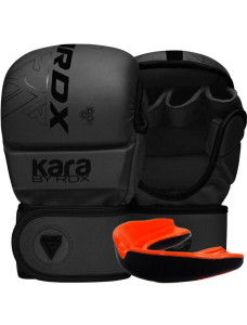 Рукавиці для ММА (Греплінгові рукавички) RDX F6 KARA Matte Black Plus L/XL (капа у комплекті)