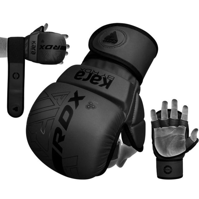 Рукавиці для ММА (Греплінгові рукавички) RDX F6 KARA Matte Black Plus L/XL (капа у комплекті)