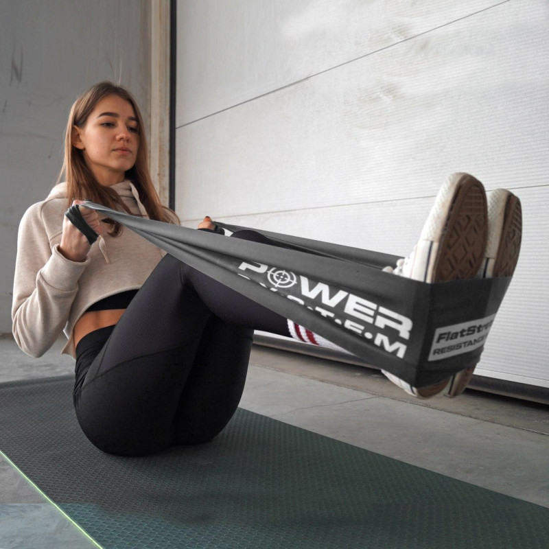 Стрічка-еспандер для спорту та реабілітації Power System PS-4123 Flat Stretch Band Level 3 Black (12-15кг.)