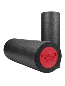 Масажний ролик (роллер) гладкий PowerPlay 4021 Fitness Roller Чорно-червоний (30x15см.)