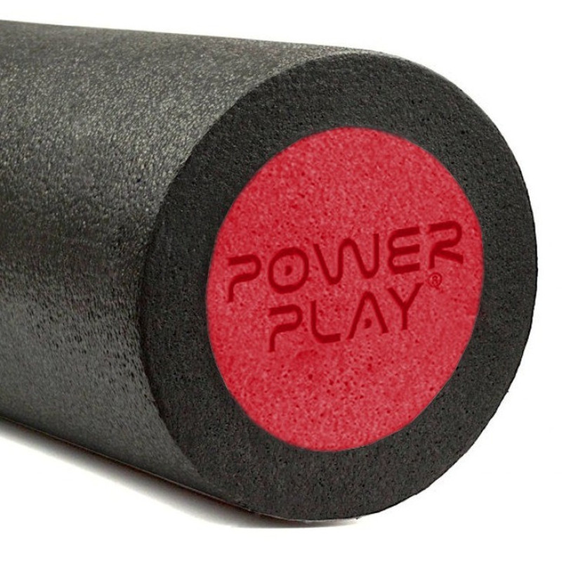 Массажный ролик (роллер) гладкий PowerPlay 4021 Fitness Roller Черно-красный (30x15см.)