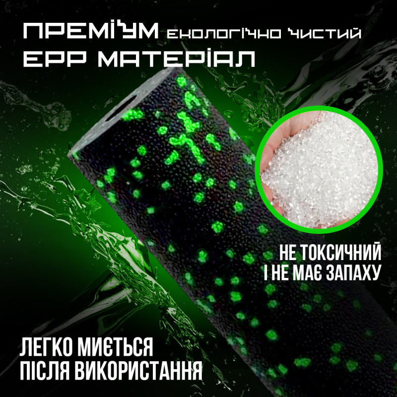 Массажный ролик (роллер) гладкий PowerPlay PP-4346 Mini EPP Foam Roller Черно/Зеленый (15x5,3см.)