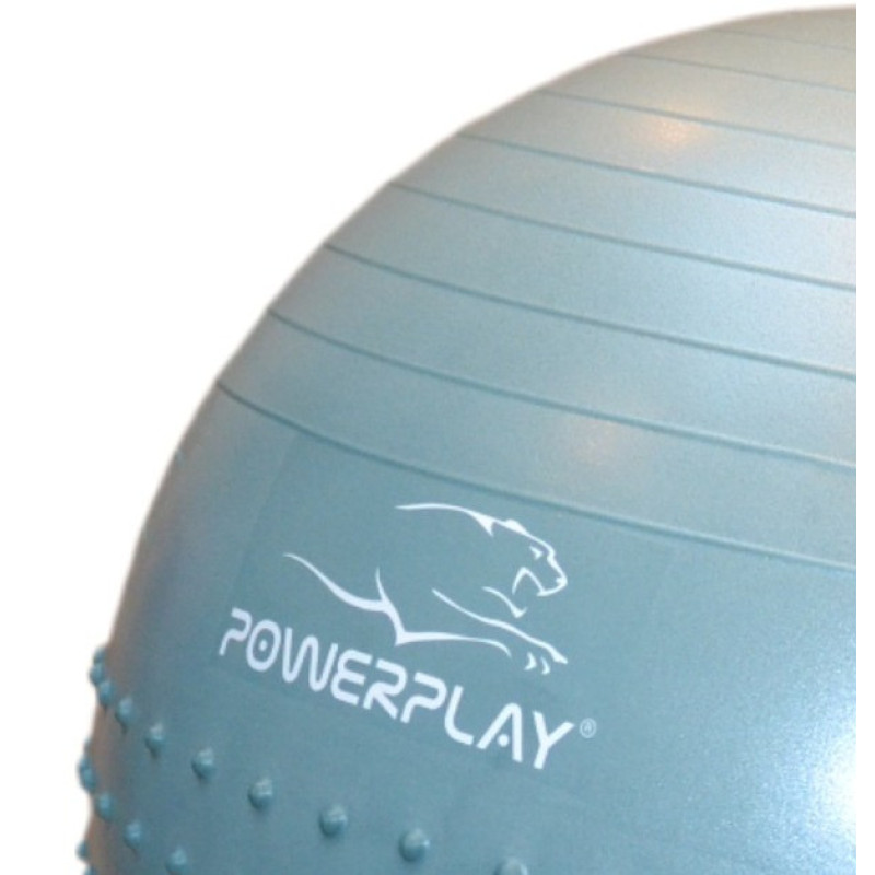 М*яч для фітнесу (фітбол) напівмасажний PowerPlay 4003 ?65 cm Gymball Зелений + помпа