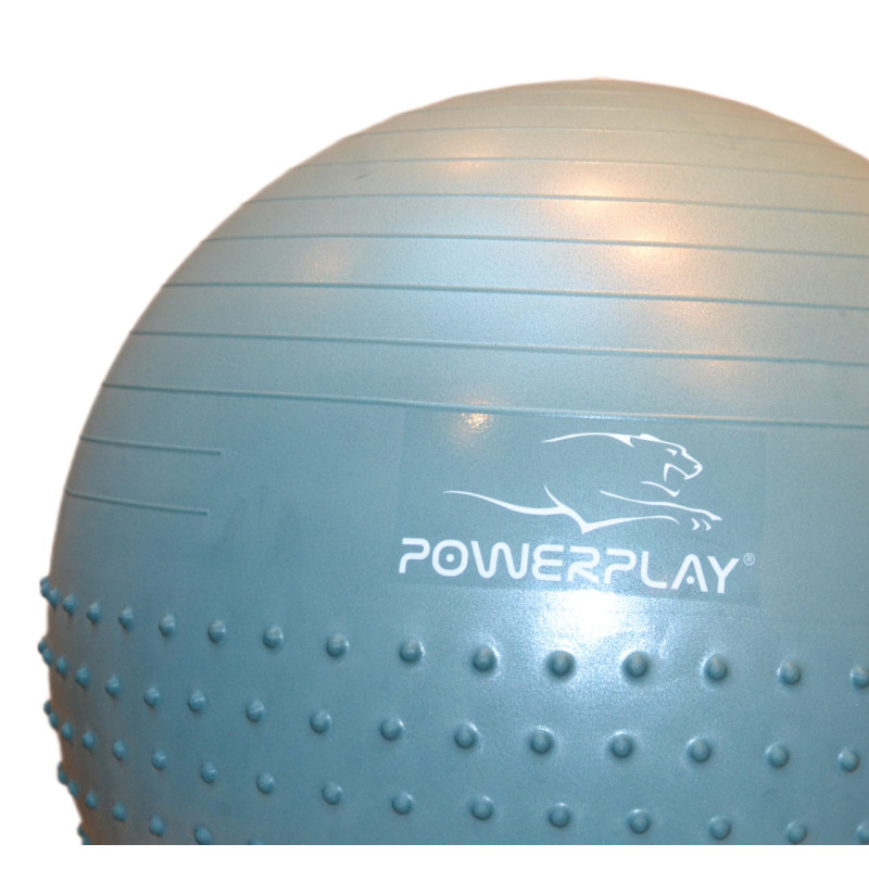 М*яч для фітнесу (фітбол) напівмасажний PowerPlay 4003 ?65 cm Gymball Зелений + помпа