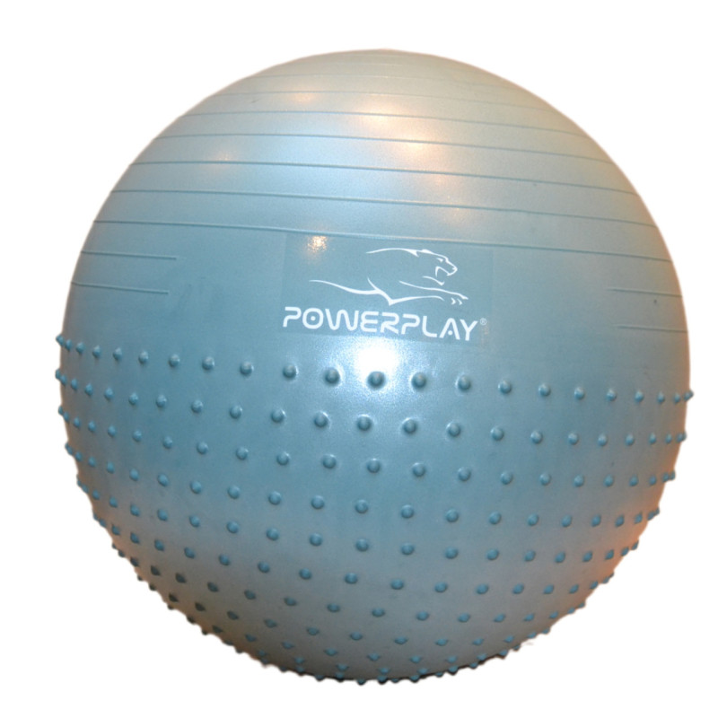 М*яч для фітнесу (фітбол) напівмасажний PowerPlay 4003 ?65 cm Gymball Зелений + помпа
