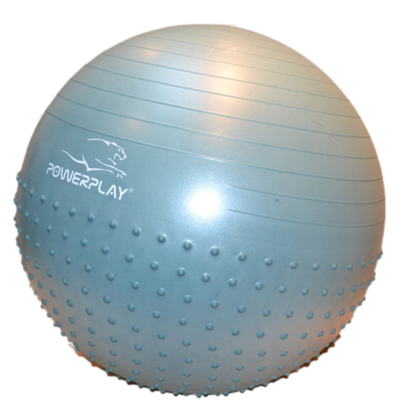 М*яч для фітнесу (фітбол) напівмасажний PowerPlay 4003 ?65 cm Gymball Зелений + помпа