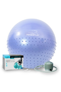 Мяч для фитнеса (фитбол) полумассажный PowerPlay 4003×75 cm Gymball Sky Blue + насос