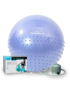 М*яч для фітнесу (фітбол) напівмасажний PowerPlay 4003 ?75 cm Gymball Sky Blue + помпа