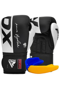 Боксерські рукавиці RDX F4 Boxing Sparring Gloves Hook&Loop WHITE/BLACK 10 унцій (капа у комплекті)