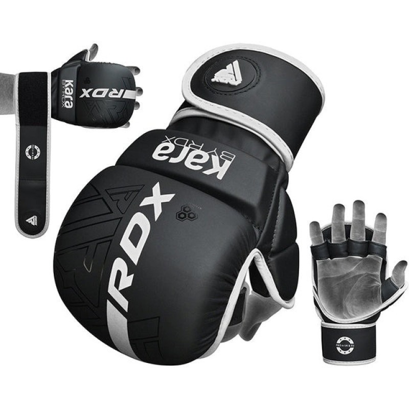Рукавиці для ММА (Греплінгові рукавички) RDX F6 KARA Matte White Plus L/XL (капа у комплекті)