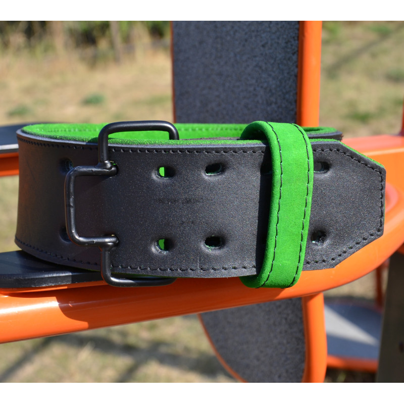 Пояс для важкої атлетики MadMax MFB-302 Quick Release Belt шкіряний Black/Green XXL