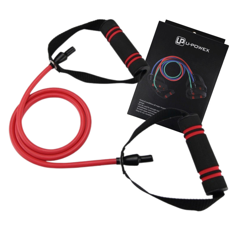 Трубчатый эспандер для фитнеса с ручками U-POWEX Latex resistance tube 30LB Red (13.5кг.)