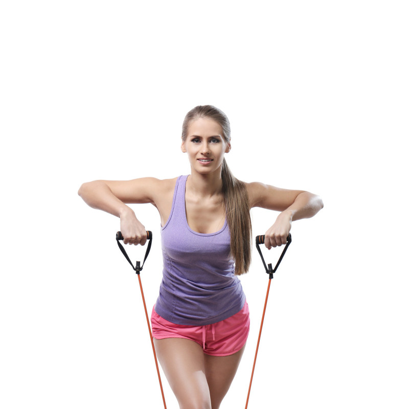 Трубчатый эспандер для фитнеса с ручками U-POWEX Latex resistance tube 30LB Red (13.5кг.)