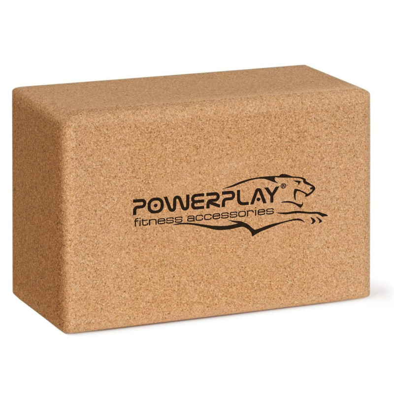 Блоки для йоги 2шт. PowerPlay PP_4006 з пробкового дерева Cork Yoga Block (пара)