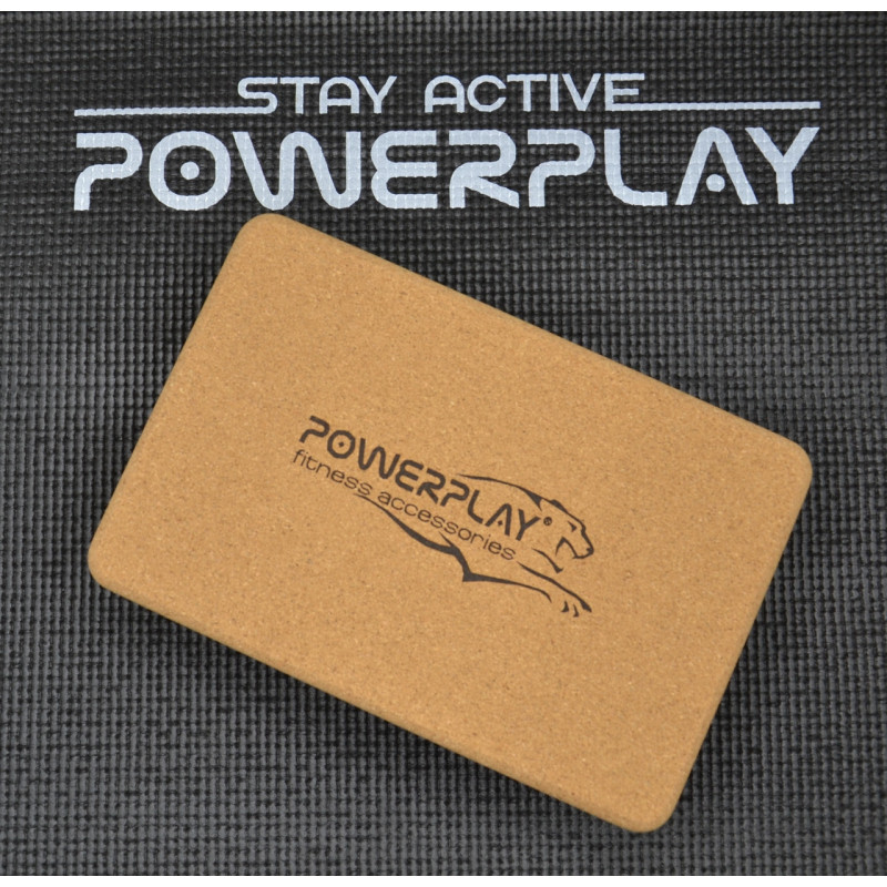 Блоки для йоги 2шт. PowerPlay PP_4006 з пробкового дерева Cork Yoga Block (пара)